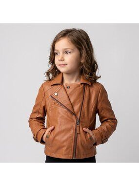 Triple Flip Boutique Beckett Imitation Leather Brown Moto Jacket in size 6 NWOT